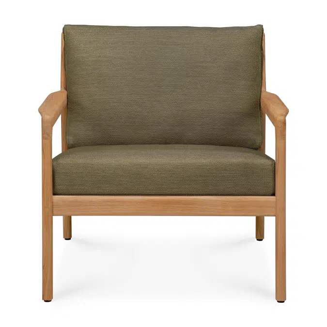 Jack outdoor lounge chair - teak - Green fabric - 76 x 90 x 74 cm