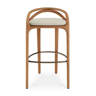 Image for Aleta outdoor bar stool - teak - Beige bouclé 51x55x97 cm