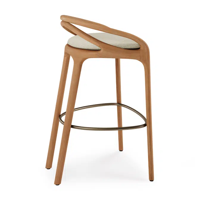 Aleta outdoor bar stool - teak - Beige bouclé 51x55x97 cm