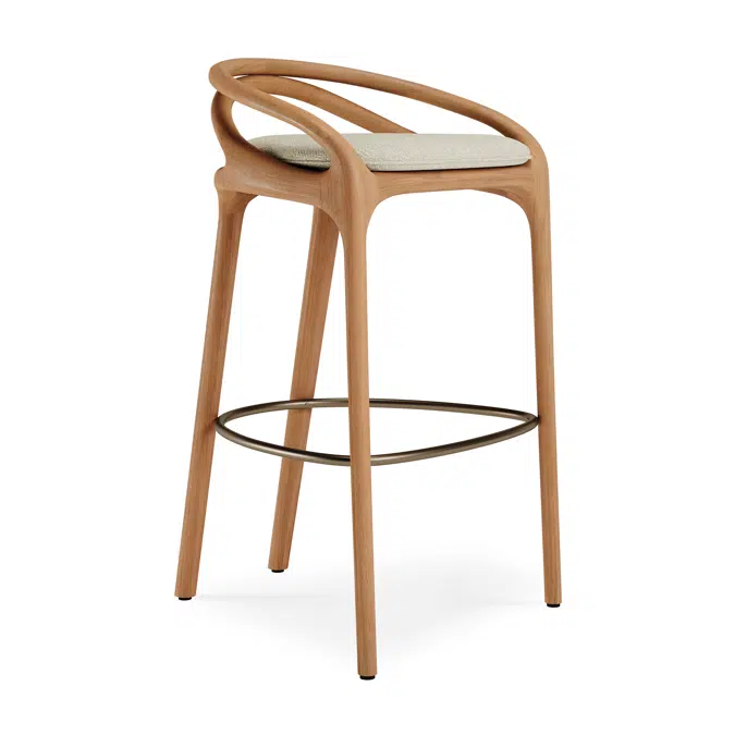 Aleta outdoor bar stool - teak - Beige bouclé 51x55x97 cm