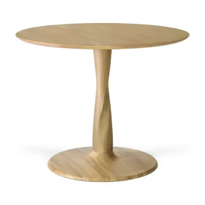 Image for Torsion table - varnished oak - round - low height - 90x90x69 cm