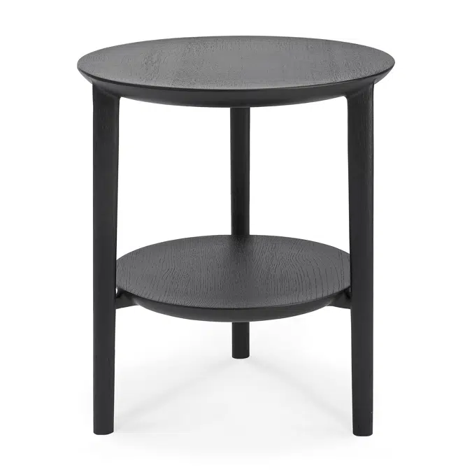 Bok side table - varnished oak - black - round - 43x43x50 cm