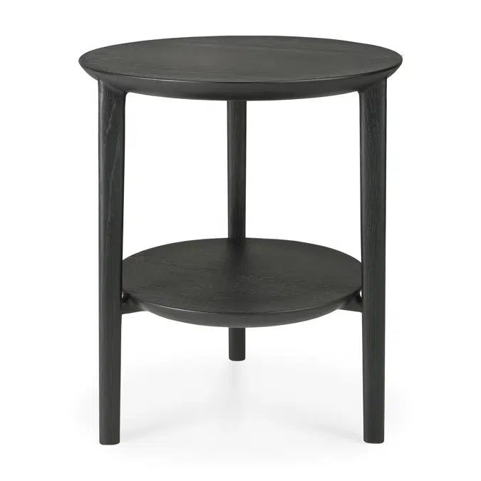Bok side table - varnished oak - black - round - 43x43x50 cm