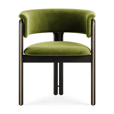 Image for Volita  dining chair - varnished teak - dark brown - brass coloured metal - green velvet - 60 x 55 x 70 cm