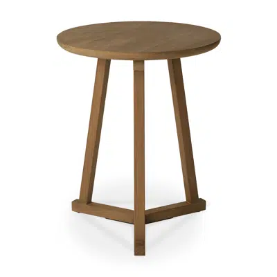 Tripod side table - teak - round - 46x46x56 cm için görüntü