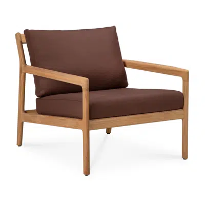 Image for Jack outdoor lounge chair - teak - Burgundy fabric - 76 x 90 x 74 cm