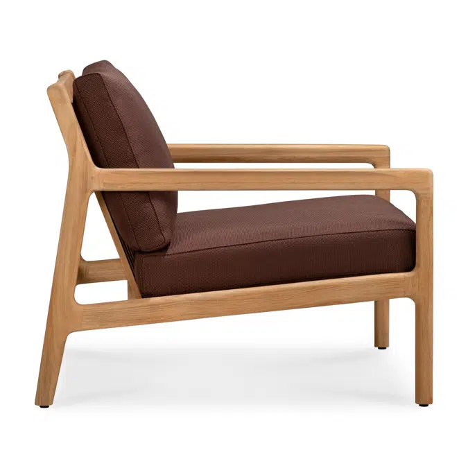 Jack outdoor lounge chair - teak - Burgundy fabric - 76 x 90 x 74 cm
