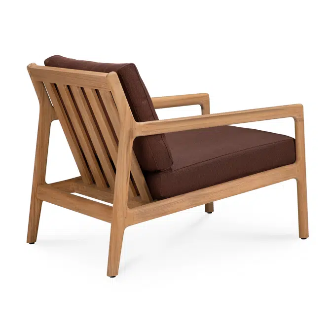 Jack outdoor lounge chair - teak - Burgundy fabric - 76 x 90 x 74 cm