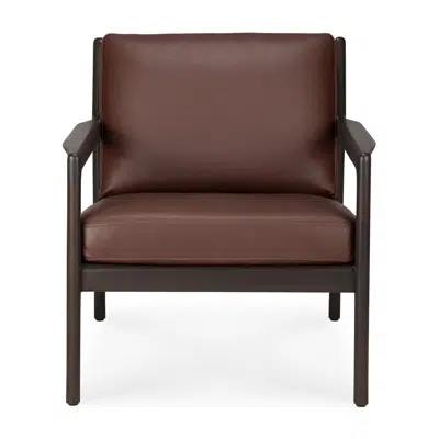 Image for Jack lounge chair - varnished mahogany - dark brown - Burgundy leather 69x87x74 cm
