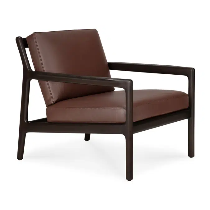 Jack lounge chair - varnished mahogany - dark brown - Burgundy leather 69x87x74 cm