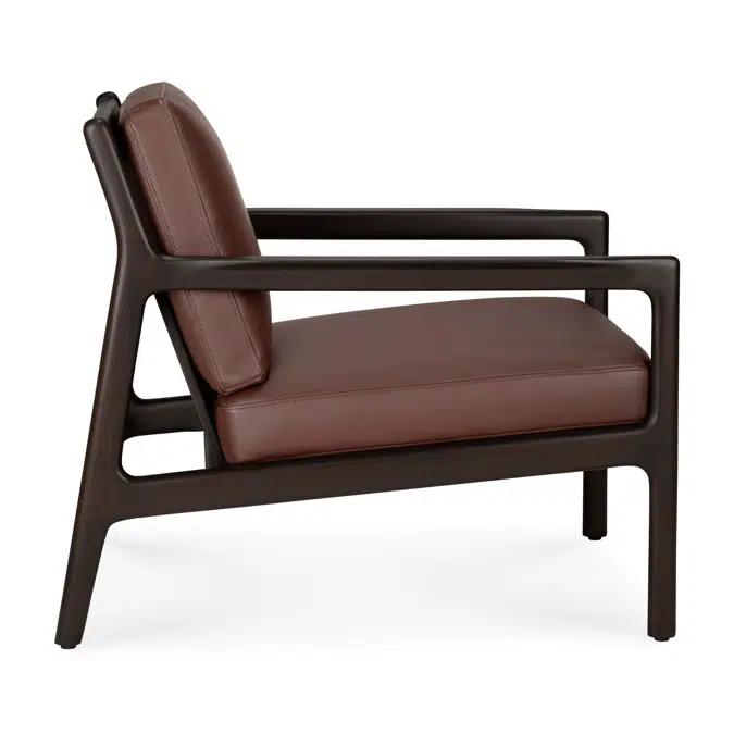 Jack lounge chair - varnished mahogany - dark brown - Burgundy leather 69x87x74 cm