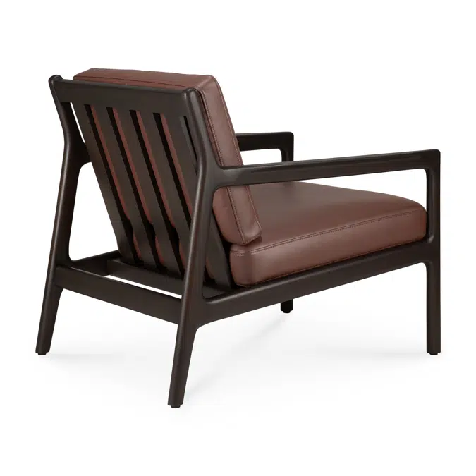 Jack lounge chair - varnished mahogany - dark brown - Burgundy leather 69x87x74 cm