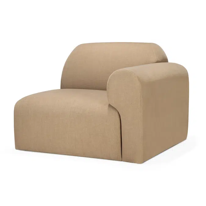 Bulky modular sofa - Light Sepia fabric - end seater with L arm  - 95x95x75 cm