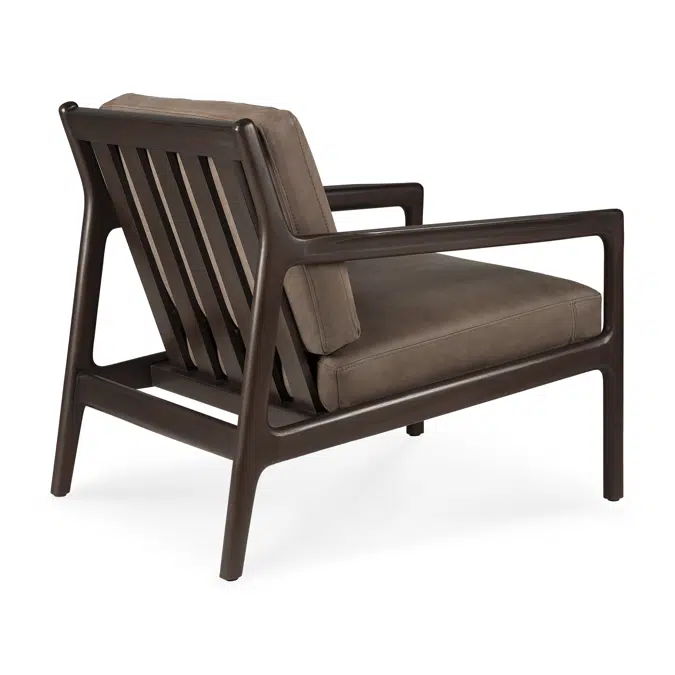 Jack lounge chair - varnished mahogany - dark brown - Terra nubuck leather - 69x87x74 cm