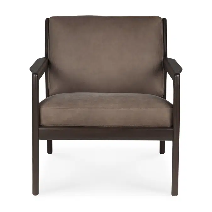 Jack lounge chair - varnished mahogany - dark brown - Terra nubuck leather - 69x87x74 cm