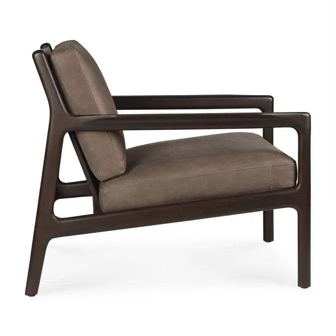 Jack lounge chair - varnished mahogany - dark brown - Terra nubuck leather - 69x87x74 cm
