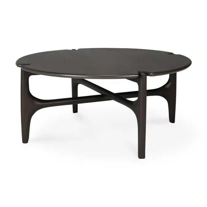 PI coffee table - varnished mahogany - dark brown - round - 80x80x35 cm