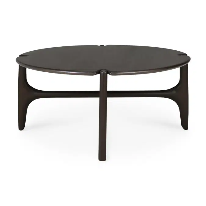 PI coffee table - varnished mahogany - dark brown - round - 80x80x35 cm