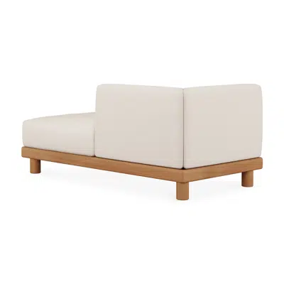 Image for Monocle outdoor modular sofa - teak - White fabric - day bed with L arm - 166 x 83 x 72 cm