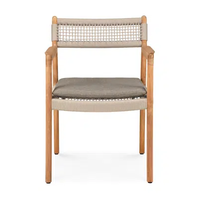 billede til Jack Woven outdoor dining chair - teak - Beige cord - Silt fabric - with arms - 56 x 60 x 81 cm