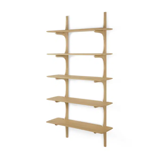 PI wall shelf - oak - 5 shelves - 100x35x196 cm