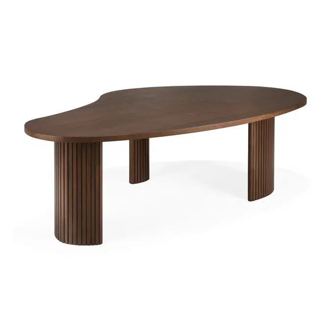 Boomerang coffee table - varnished teak - brown - pebble shape - 126x74x40 cm