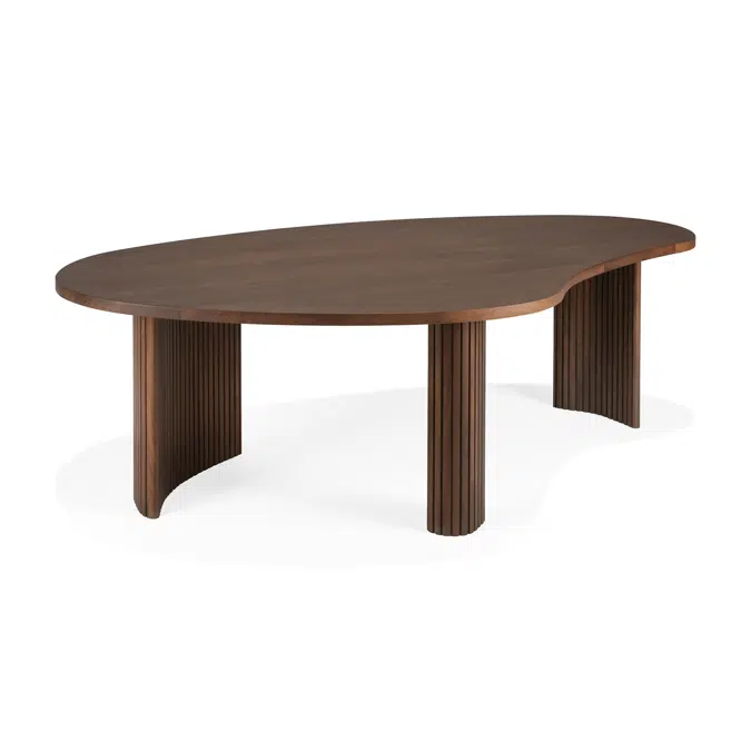 Boomerang coffee table - varnished teak - brown - pebble shape - 126x74x40 cm