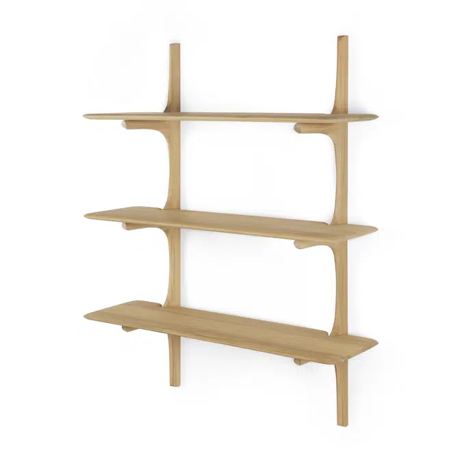 PI wall shelf - oak - 3 shelves - 100x35x126 cm