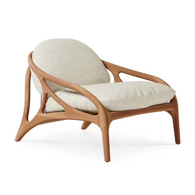 Vime outdoor lounge chair - teak - beige cord - beige bouclé - 84 x 93 x 69 cm