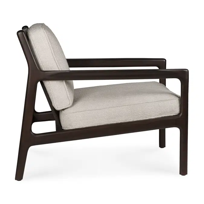 Jack lounge chair - varnished mahogany - dark brown - Ivory fabric - 69x87x74 cm
