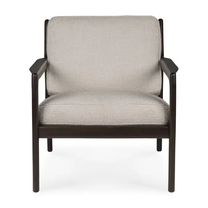 Jack lounge chair - varnished mahogany - dark brown - Ivory fabric - 69x87x74 cm