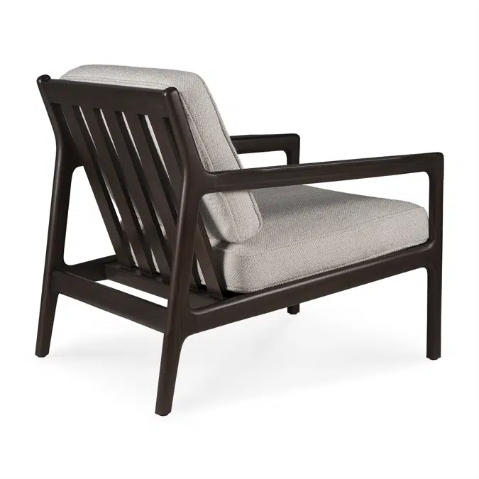 Jack lounge chair - varnished mahogany - dark brown - Ivory fabric - 69x87x74 cm