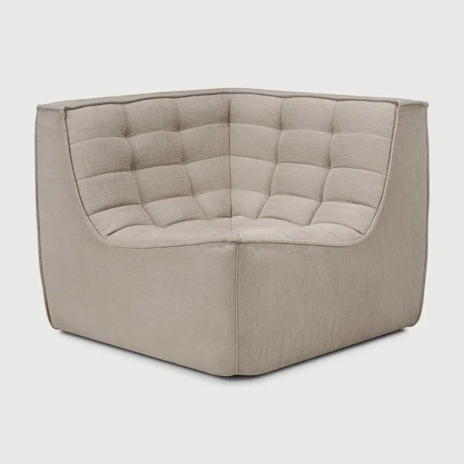 N701 modular sofa - Ecru Eco fabric - 90° square corner - 91x91x76 cm