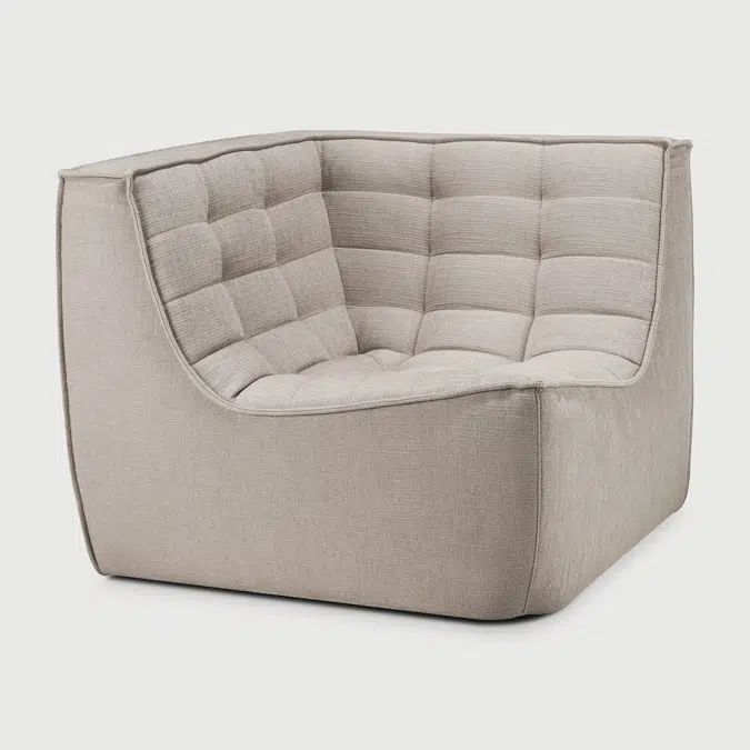 N701 modular sofa - Ecru Eco fabric - 90° square corner - 91x91x76 cm