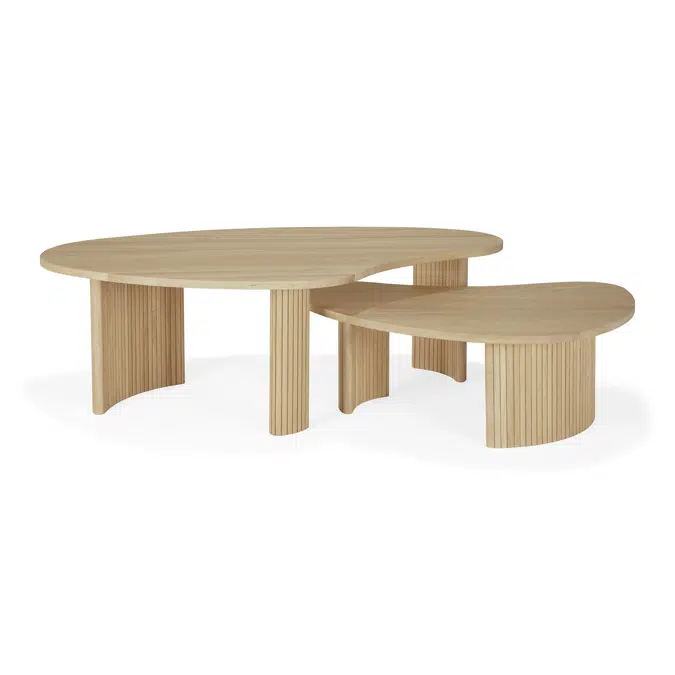 Boomerang coffee table - oak - pebble shape - 126x74x40 cm