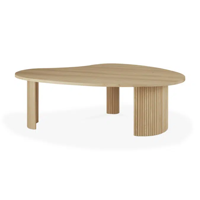 Boomerang coffee table - oak - pebble shape - 126x74x40 cm