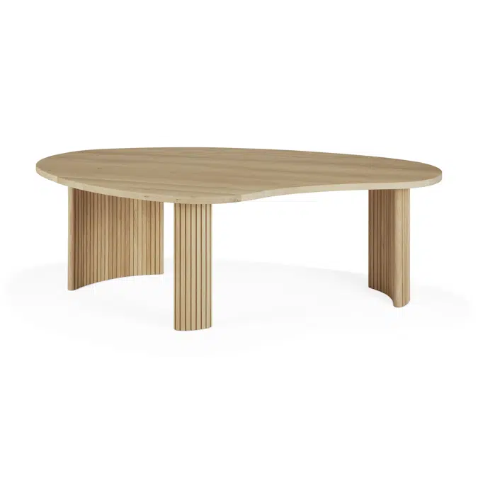 Boomerang coffee table - oak - pebble shape - 126x74x40 cm