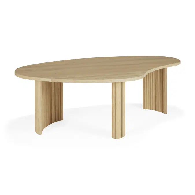 Boomerang coffee table - oak - pebble shape - 126x74x40 cm