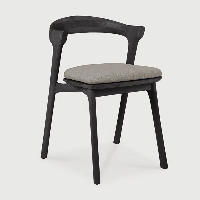 Bok outdoor chair - varnished teak - black - Mocha fabric - 50x54x76 cm