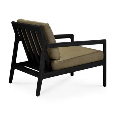 Image for Jack outdoor lounge chair - varnished teak - black - Green fabric - 76 x 90 x 74 cm