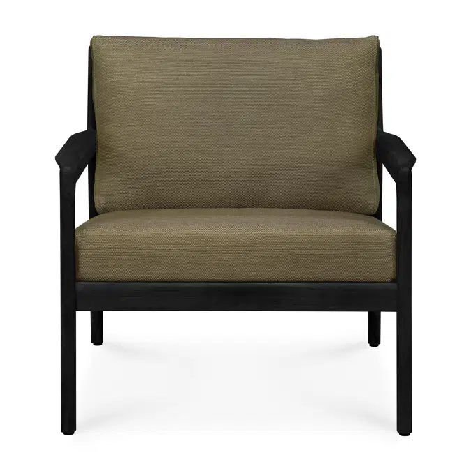 Jack outdoor lounge chair - varnished teak - black - Green fabric - 76 x 90 x 74 cm