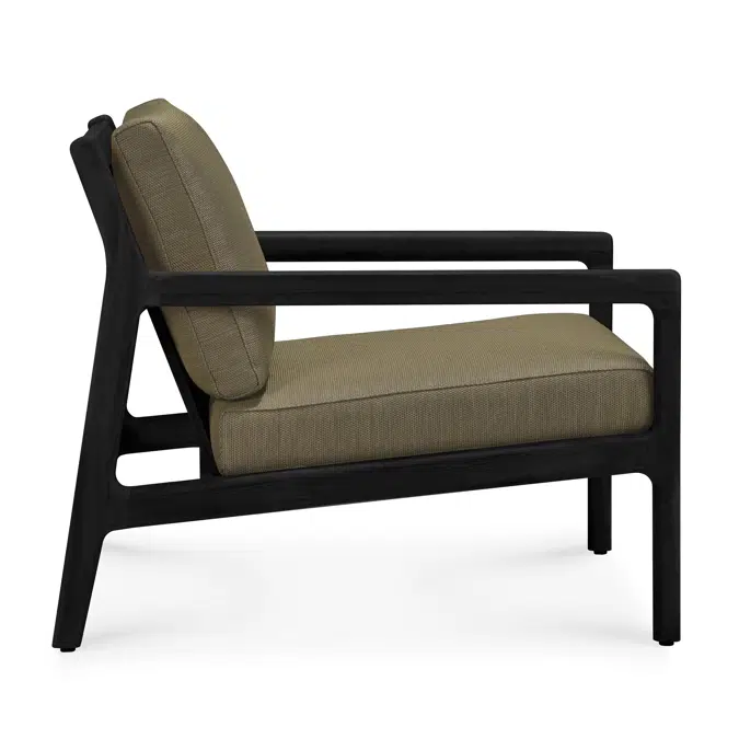 Jack outdoor lounge chair - varnished teak - black - Green fabric - 76 x 90 x 74 cm