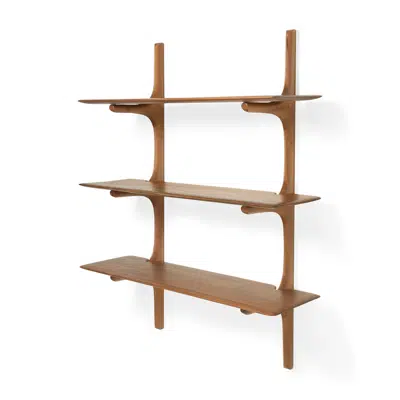 imagen para PI wall shelf - varnished mahogany - 3 shelves - 100x35x126 cm