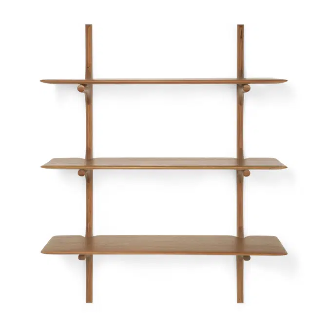 PI wall shelf - varnished mahogany - 3 shelves - 100x35x126 cm