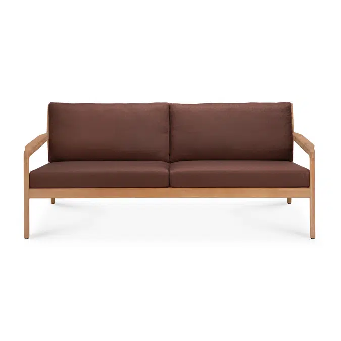Jack outdoor sofa - teak - Burgundy fabric - 2+ seater - 180 x 90 x 74 cm