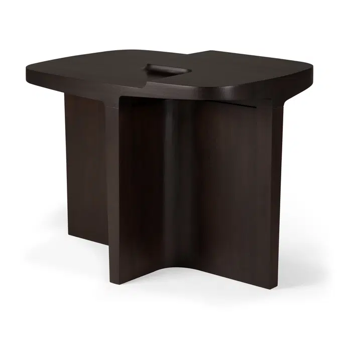 Brutalist side table - varnished mahogany - rose brown - rectangular - 60x40x45 cm
