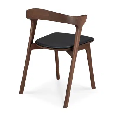 Image for Bok chair - varnished teak - brown - Black leather - 50x54x76 cm