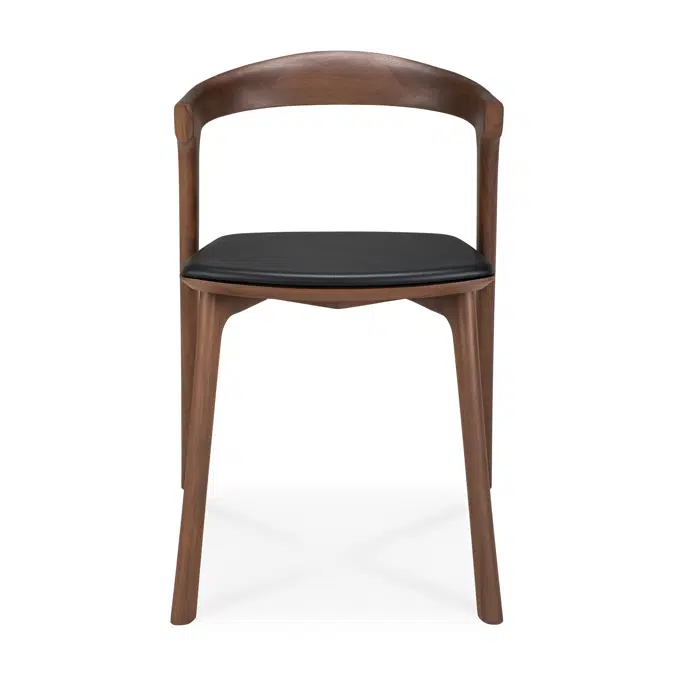 Bok chair - varnished teak - brown - Black leather - 50x54x76 cm