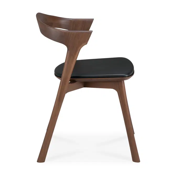 Bok chair - varnished teak - brown - Black leather - 50x54x76 cm
