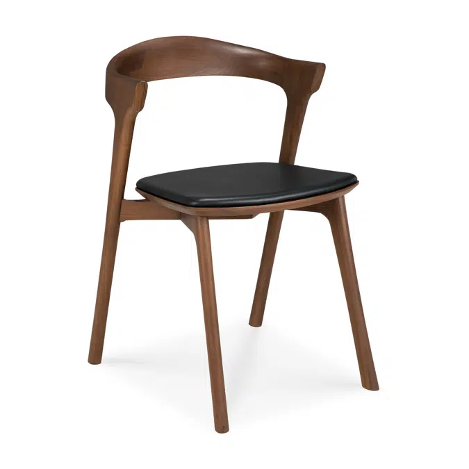 Bok chair - varnished teak - brown - Black leather - 50x54x76 cm